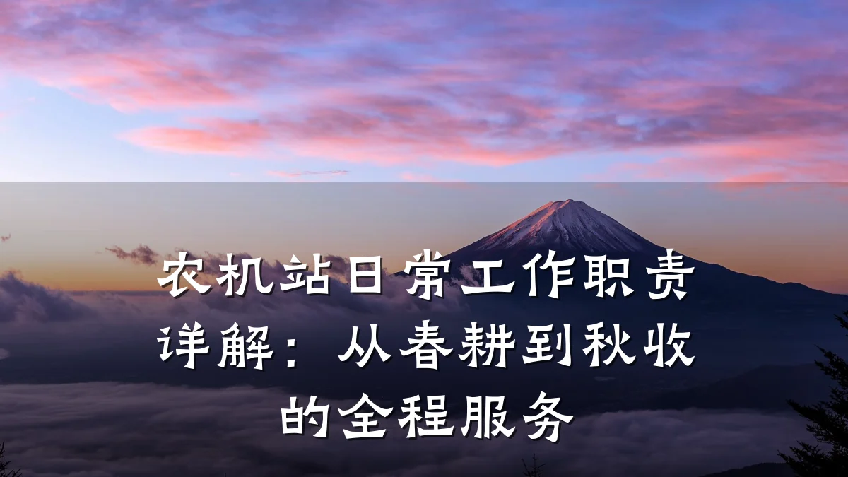 农机站日常工作职责详解:从春耕到秋收的全程服务